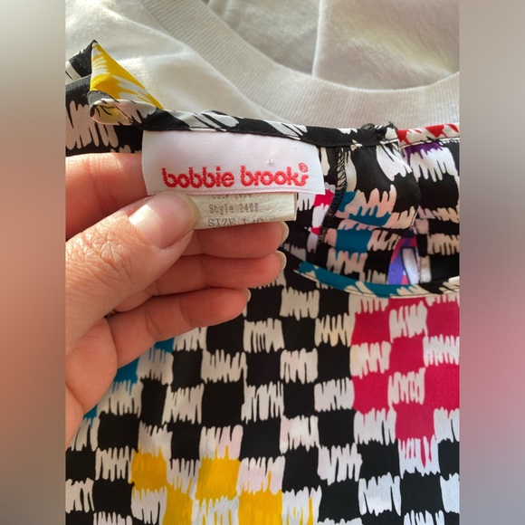 Vintage Bobbie Brooks checkered short sleeve blouse button back size large - Picture 5 of 8